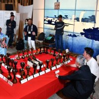 佐原囃子の演奏道具が並べられた会場