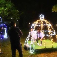 駅周辺の公園も幻想的な光に包まれ、来場者を楽しませている
