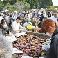 名産サツマイモに舌鼓　焼き、ふかし　大盤振る舞い　秋の味覚求め行列も　香取・栗源地区