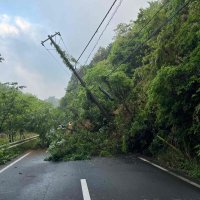 君津市内の国道４６５号でのり面が崩落した現場（千葉県提供）