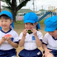 初物スイカおいしいね！！　八街・朝陽幼稚園で試食会