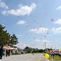運動会仲良く元気に　こども園２園合同　九十九里