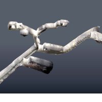 重機関銃陣地壕の３Ｄモデル。左下が入り口で、奥に台座などがある（小林香一朗さん作成・提供）