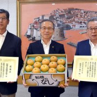 旬の味楽しんで　市に梨５００キロ寄贈　船橋の農業団体