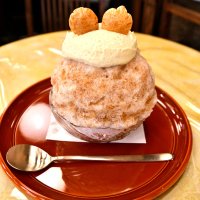 茶屋花冠本店と石田農園が共同開発したかき氷。金蜜芋が使われている