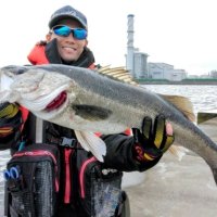 防波堤で釣り上げたシーバス（写真は「守山丸」提供）
