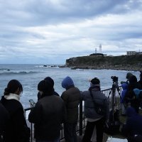 初日の出は雲の中　「日本一早い」銚子・犬吠埼