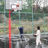 夏見町２丁目まちかどスポーツ広場に整備された３人制バスケ用のコート