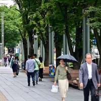 ＪＲ千葉駅東口から伸びる中央公園プロムナード＝５月２７日、千葉市中央区
