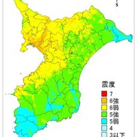 千葉県北西部直下地震の地表震度分布（千葉県提供）